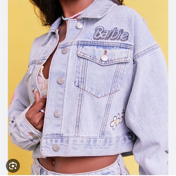 Forever 21 Denim - NWT Barbie jean jacket Malibu Barbie flower kindness